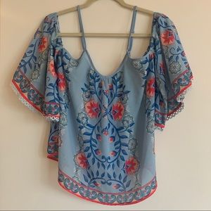 Cute Boutique Cold-Shoulder Bell Sleeve Top